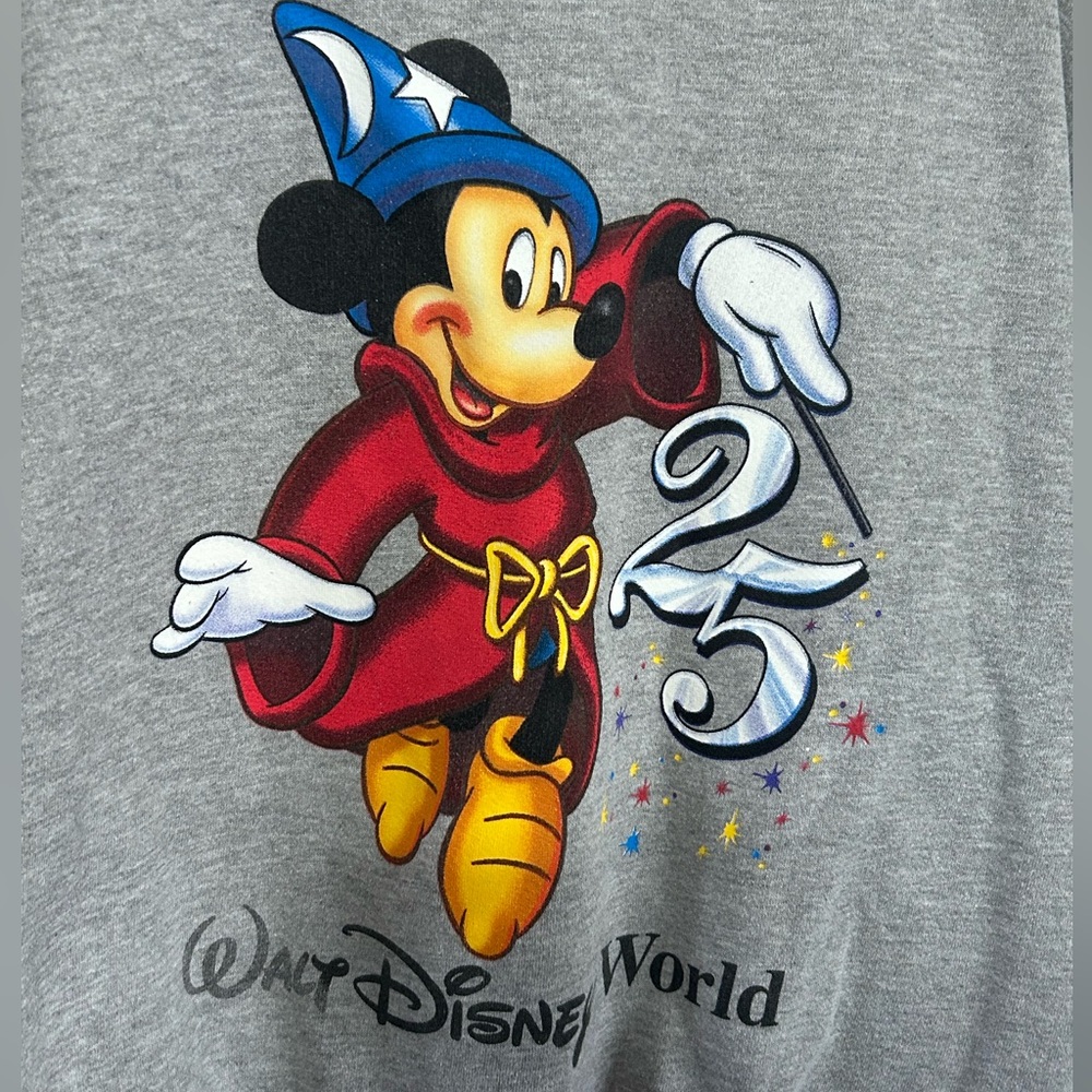 Disney Gray Mickey Sorcerer Tee with Red, Blue, Yellow and Black